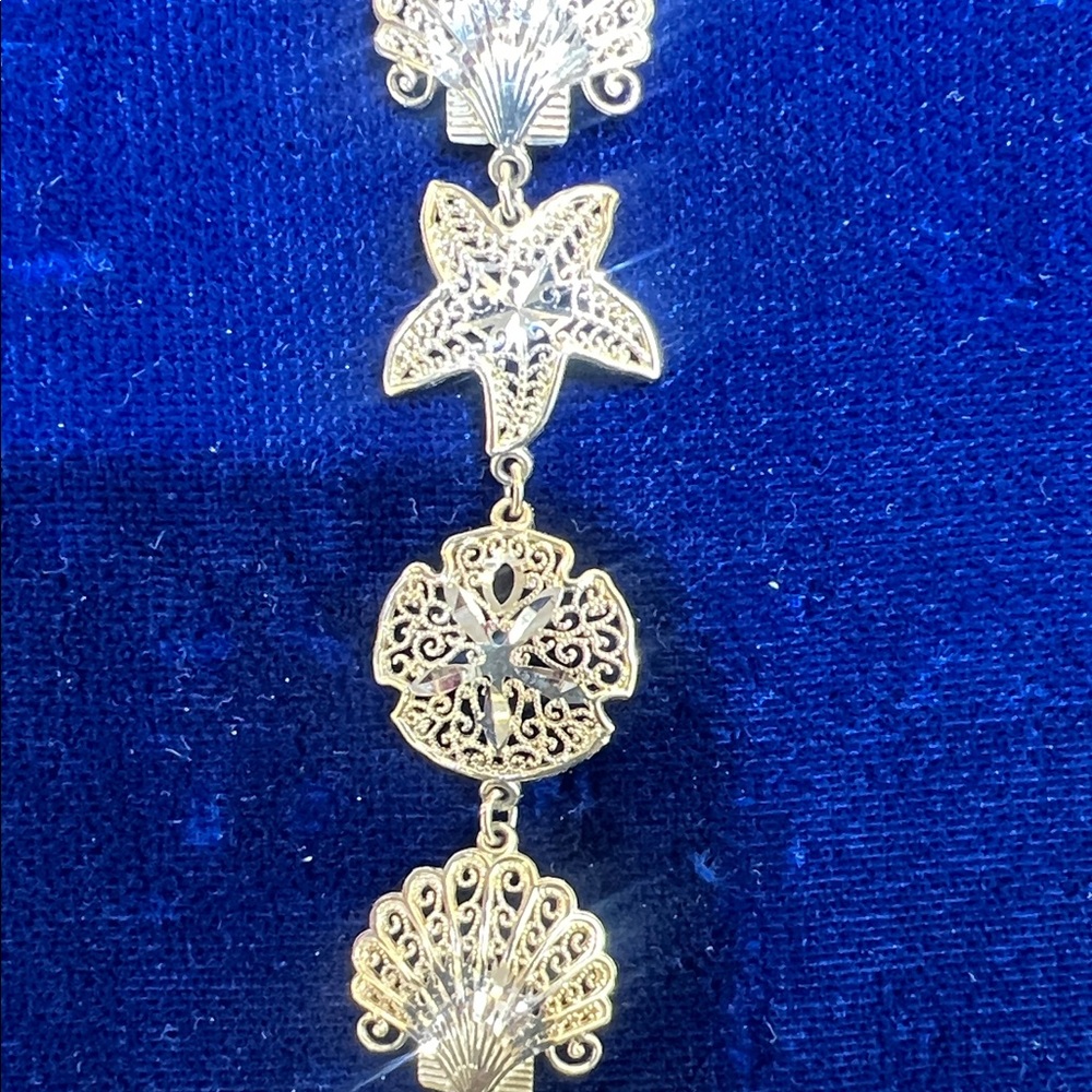 14k yellow Gold Sea Life Filigree Link Bracelet - Women Jewelry